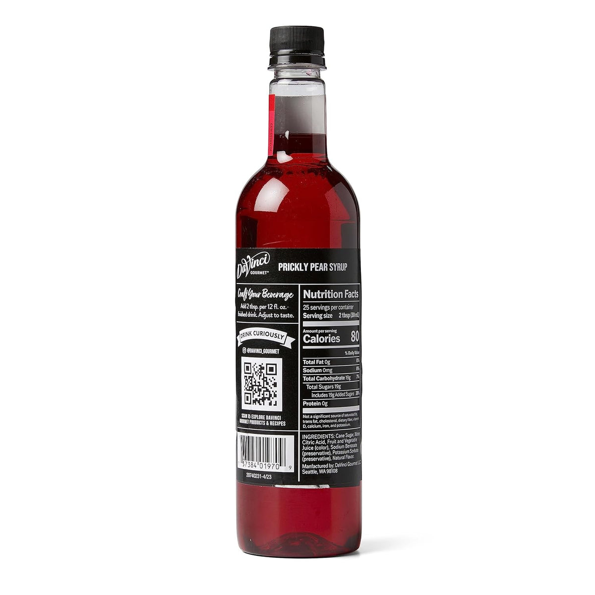 DaVinci Gourmet Prickly Pear Syrup, 25.4 Fluid Ounces (Pack of 4)