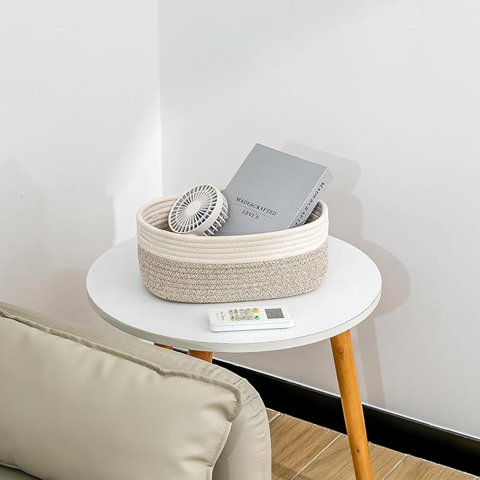 CubesLand Baskets for Shelves Storage,Cube Shelf Closet Storage Bins Set 2,Long-lasting &Skin-friendly Toy Basket Bin,Stylish Room Decor Basket,Woven Off White/Light Brown