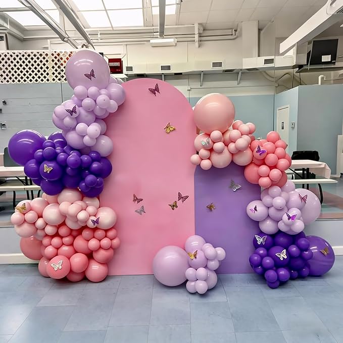 Lukiituke Pink and Purple Balloon Arch Kit, 134Pcs Light Purple and Pink Balloons, 4 Sizes Light Pink Purple Balloons for Wedding Bridal Baby Shower Birthday Party Decorations