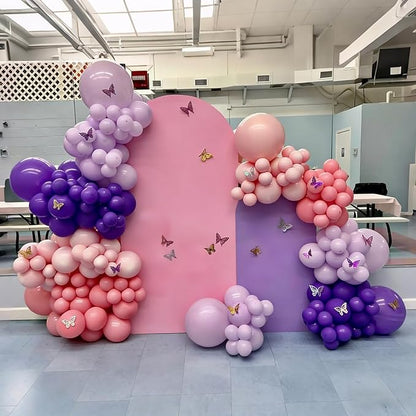 Lukiituke Pink and Purple Balloon Arch Kit, 134Pcs Light Purple and Pink Balloons, 4 Sizes Light Pink Purple Balloons for Wedding Bridal Baby Shower Birthday Party Decorations