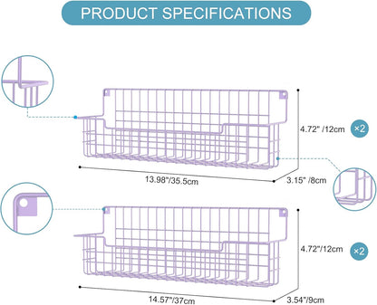 Spice Rack Wall Mount, Spice Organizer for Cabinet & Pantry Door, Set of 4 Hanging Spice Rack Saving Space for Kitchen, Purple