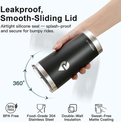 20 oz Coffee Tumbler - Insulated Stainless Steel Travel Mug for Hot/Cold, Spill Proof with BPA-Free Detachable Lid, Coffee Cup Fits Most Car holder