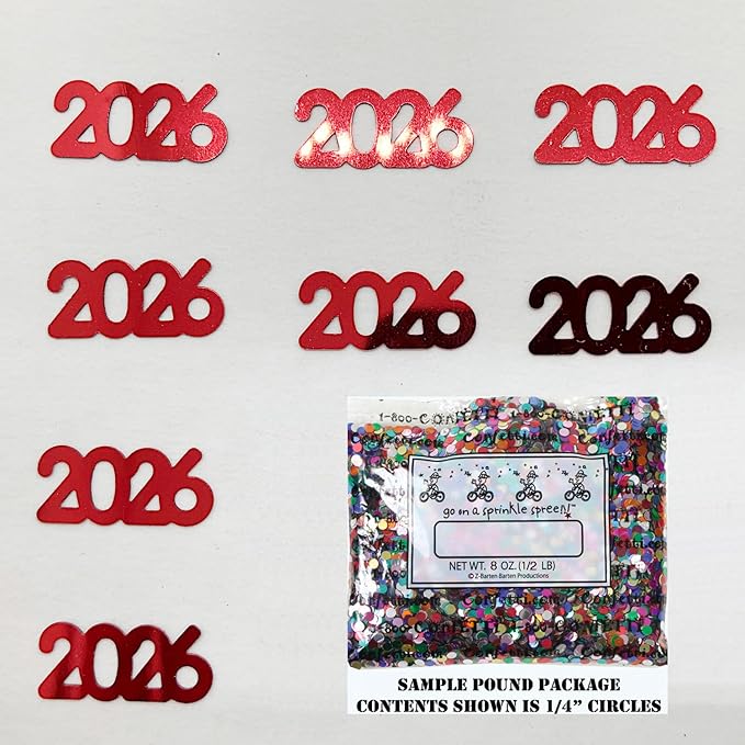 Confetti Year 2026 Red - Half Pound (8 oz) #7345 Q08