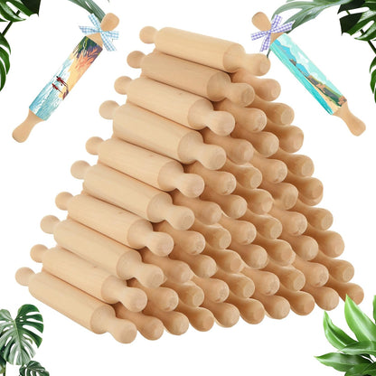 50Pcs Wooden Mini Rolling Pin, 5.5 Inches Mini Rolling Pin for Crafts, Small Dough Rolling Pins for Imaginative Play and Baking Pastry Pizza Cookie