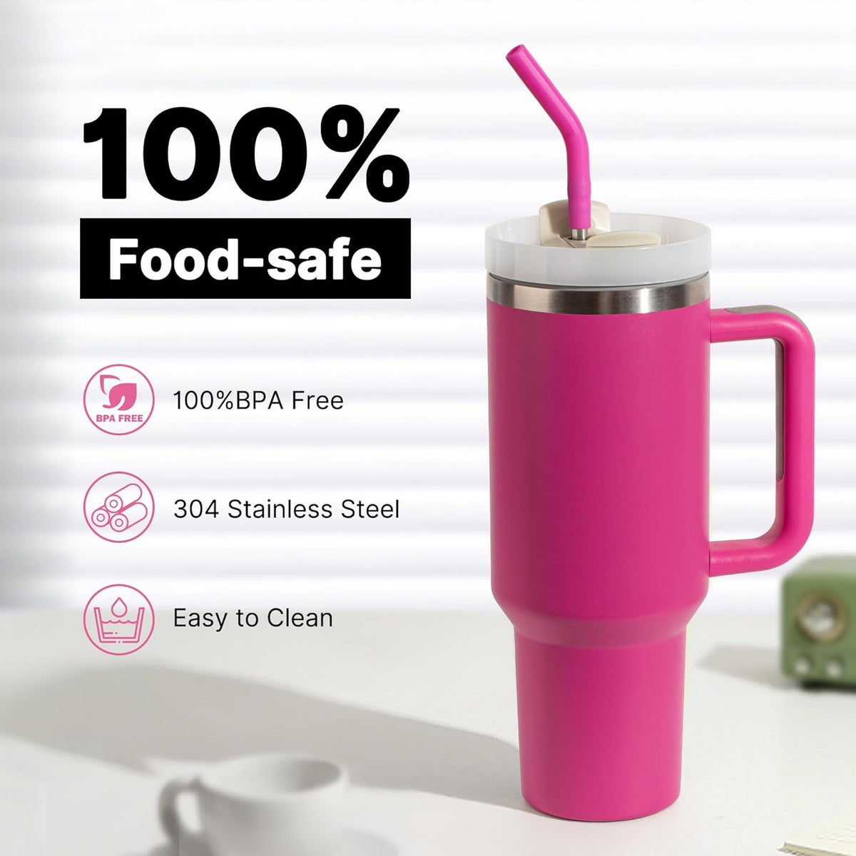 Metal Straws Reusable for 40oz Tumblers,Stainless Steel Replacement Straight Straws with Silicone Tips for 40oz Stanley Cup, Simple Modern