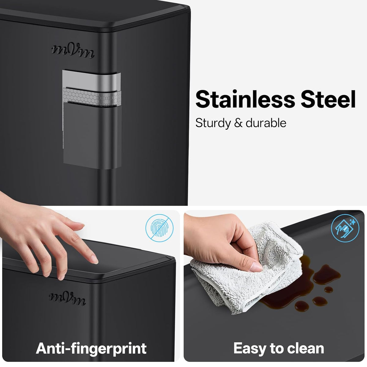 mVm 10.6 Gallon Heavy Duty Step Trash Can with Lid, Foldable Foot Pedal Bin for Kitchen Office Dormitory Home Rooms (Black)