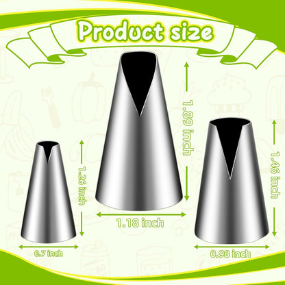 Suuker 3 Pieces Russian Piping Tips Set,V-shaped Wave Cake Decorating Nozzles Tips Piping Kit for Pastry Cupcakes Cakes Cookies Decorating Stainless