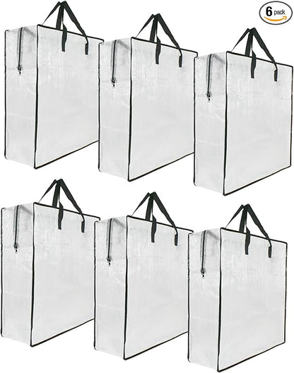 6 Pack Clear Storage Bags with Zipper and Handles, Blanket Bags For Closet Storage, Moving and Packing Supplies for College, Underbed Storage Organizer for Clothes Pillow Bedding Christmas Wreath