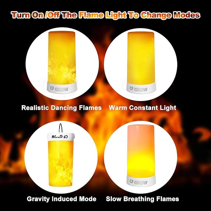 LED Flame Effect Light, USB Rechargeable Outdoor Flame Table Lamp Waterproof Dimmable 4 Modes Lantern with Gravity Sensing Effect IR Wireless Remote&Timer, For Halloween Room Party Bar Decor