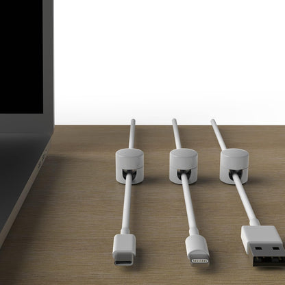 Cable Anchors for Desk Organization White | Premium Aluminum Cord Organizers | Charger + Cable Management Clips for Home & Office | Stylish, Sturdy, & Functional | (3 Pack)