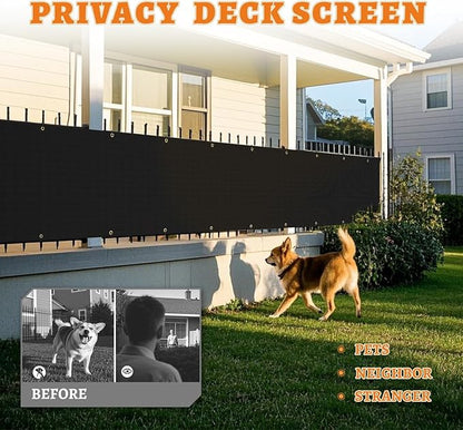 2.5' x 156' Balcony Privacy Screen Fence Cover with Zip Ties Grommets for Apartment Patio Porch Deck Backyard Outdoor (Black)