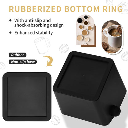 Large Square Knock Box Shock-absorbent Knock Box Espresso with Removable Knock Bar and Non-Slip Base Espresso Accessories for Home/Office (Large