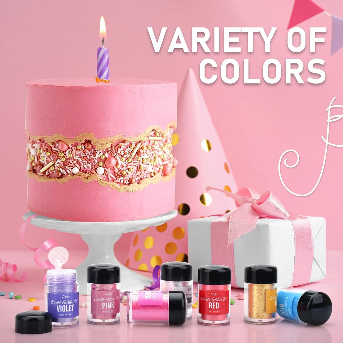 Edible Glitter - 30g Edible Luster Dust Metallic Food Grade Coloring Glitter for Drinks, Baking, Cake Decorating