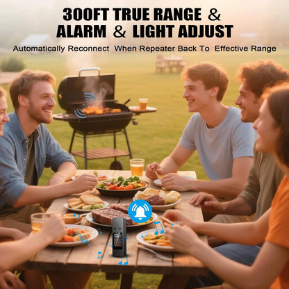 Smart Wireless Meat Thermometer, []，2 Upgraded Ultra-Thin Probe，No App＆Large HD Touch Screen，800FT Range，1000°F Heat Safe,IP67 Waterproof