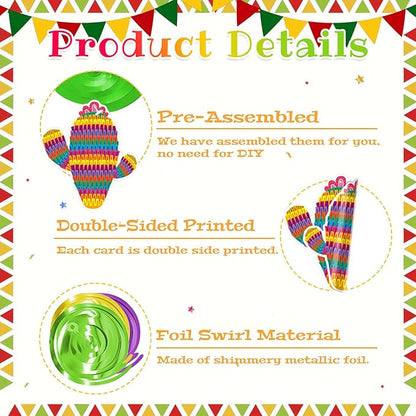 Mexican Fiesta Hanging Swirls - 30 Pcs Cinco De Mayo Decorations Ceiling Hanging Streamers for Mexican Fiesta Cactus Themed Birthday Baby Shower Party Decorations