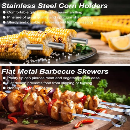 POLIGO 29 PCS BBQ Grill Accessories Stainless Steel BBQ Tools Grilling Tools Set with Storage Bag for Fathers Day Dads Birthday Presents - Camping Grill Utensils Set Ideal Grilling Gifts for Men Women