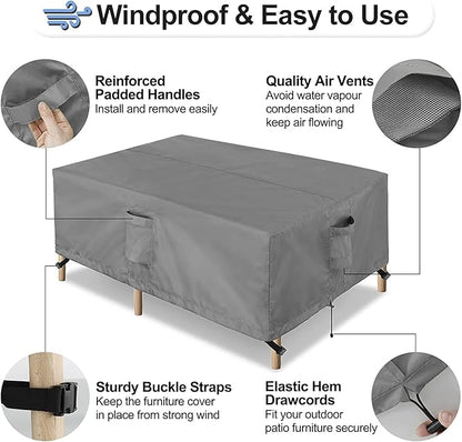 OutdoorLines Outdoor Waterproof Patio Table Furniture Set Covers - Square Couch Sectional Cover Outside Weatherproof Patio Furniture Covering for Deck, Lawn and Backyard 126" L x 126" W x 32" H, Grey