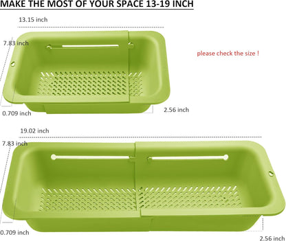 LASSHSWA Collapsible Colander and Strainer for Kitchen, Over the Sink Strainer Basket for Kitchen, Fruit Pasta Food Strainer Expandable Plastic Colander with A Sink Drain Strainer Stainless Steel