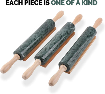 Koville Indian Natural Marble Rolling Pin, Non-Stick Polished Dough Roller, Pasta, Dumpling, Fondant, Pie Crust, Bread, Pizza Dough