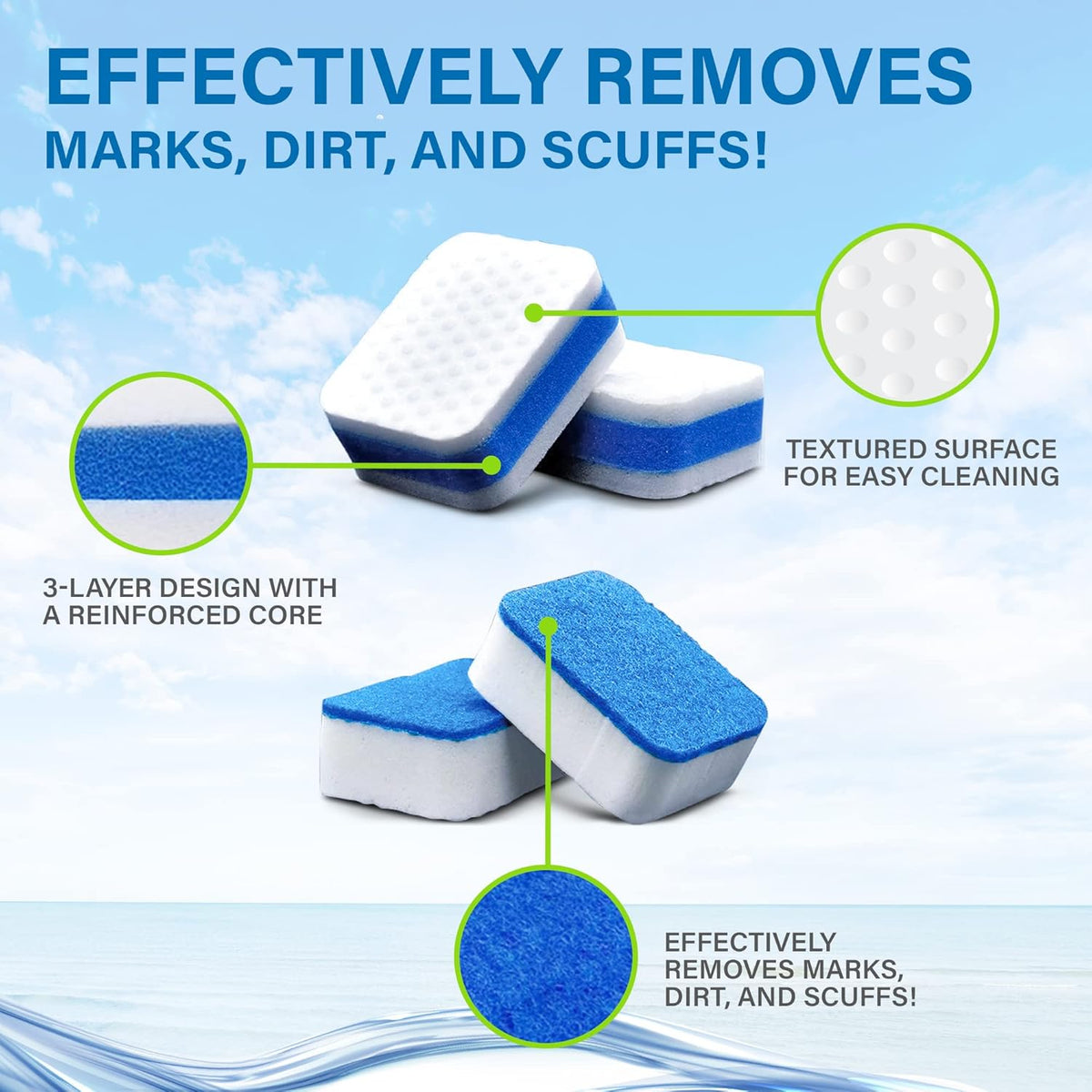 Marine Scuff Erasers | Magic Sponge Pads for Boats | Effectively Remove Dirt, Grease, Grime | Premium Boat Accessories, Boat Accessories & Boating Essentials | Boat Cleaning Supplies