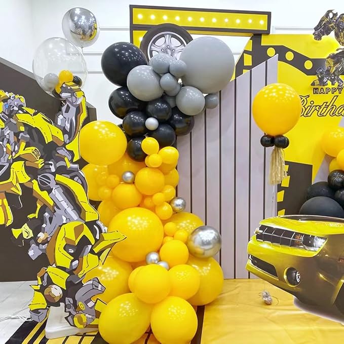Black and Yellow Balloon Arch Kit, 151Pcs Yellow Black Bobo Balloons Garland 18 12 10 5 inch for Baby Shower Birthday Bee Bumblebee Themed Party Decoration