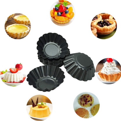 12 Pack Egg Tart Pan, Small Nonstick Carbon Steel Tartlet Tins