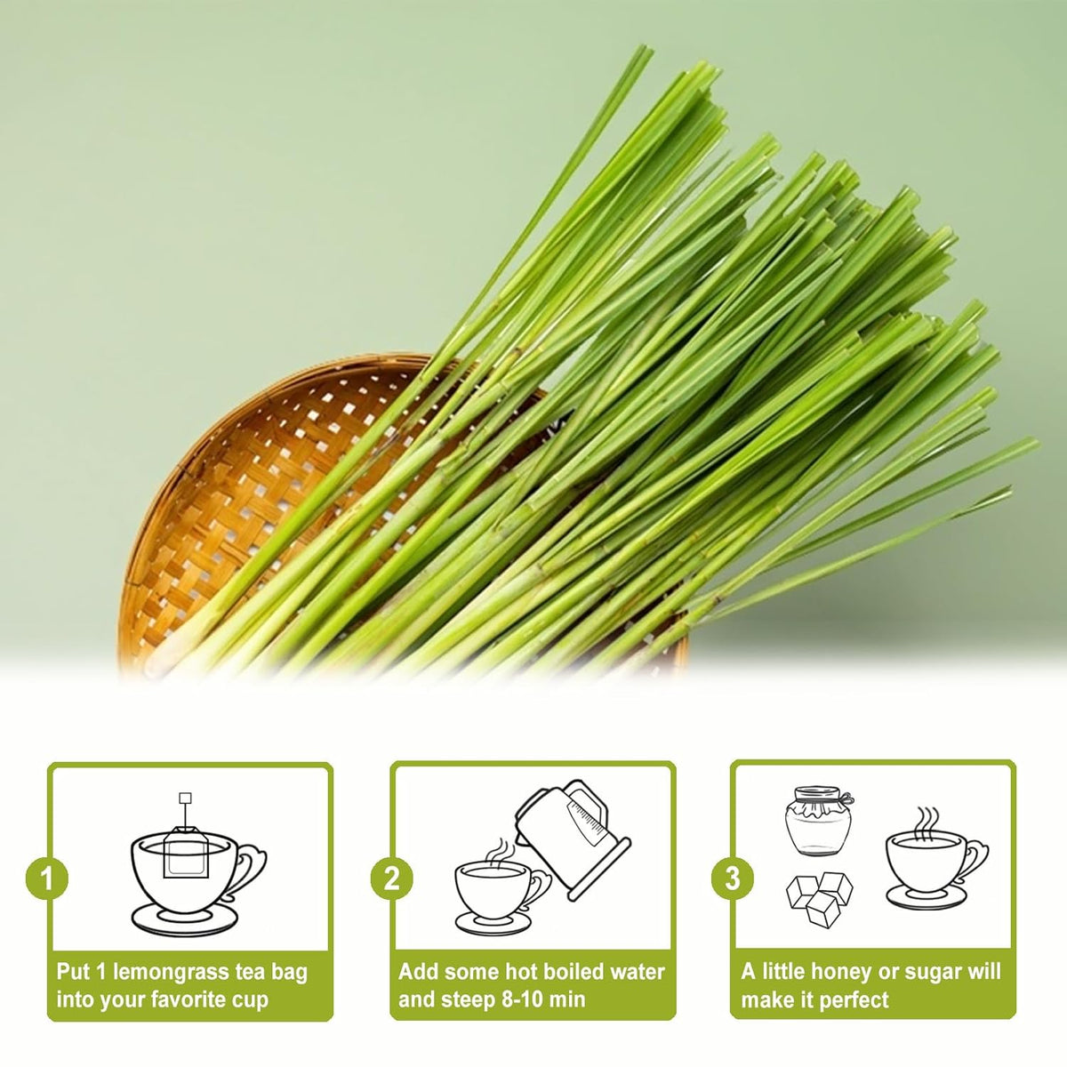 Tearelae - Lemongrass Tea Bags, 40 Count - Premium Natural Lemon Grass Herbal Tea Bags - Non-GMO - Caffeine-free - Support Healthy Digestion