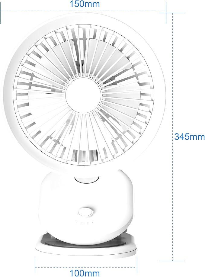 Clip On Usb Fan Oscillating For Bed,5000mAh Battery Operated Fan For Desk,Mini Rechargeable Small Fans Portable for Office Stroller Bedroom and Camping(white)