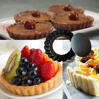 Datanya 8 Pack Mini Tart Pans 4 Inch with Removable Bottom Round Nonstick Quiche Pan, Heavy Duty Fluted Side for Pies, Mousse Cakes
