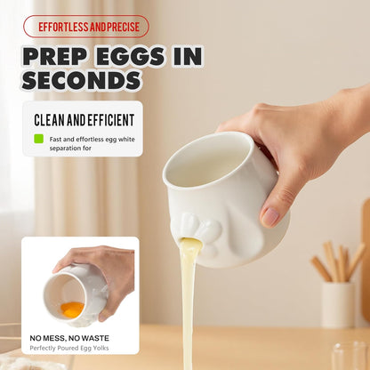 Li&Zhao Egg Yolk Separator, Ceramics Cute Egg Separator White Separator, Practical Household Small Egg Filter Splitter, Suitable for Kitchen Baking Egg Yolk Separator