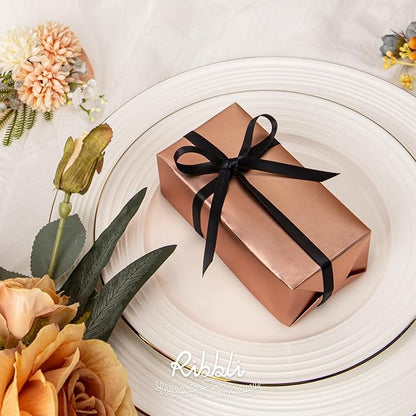 Ribbli Double Faced Black Satin Ribbon,1/4” x Continuous 25 Yards,Use for Bows Bouquet,Gift Wrapping,Floral Arrangement
