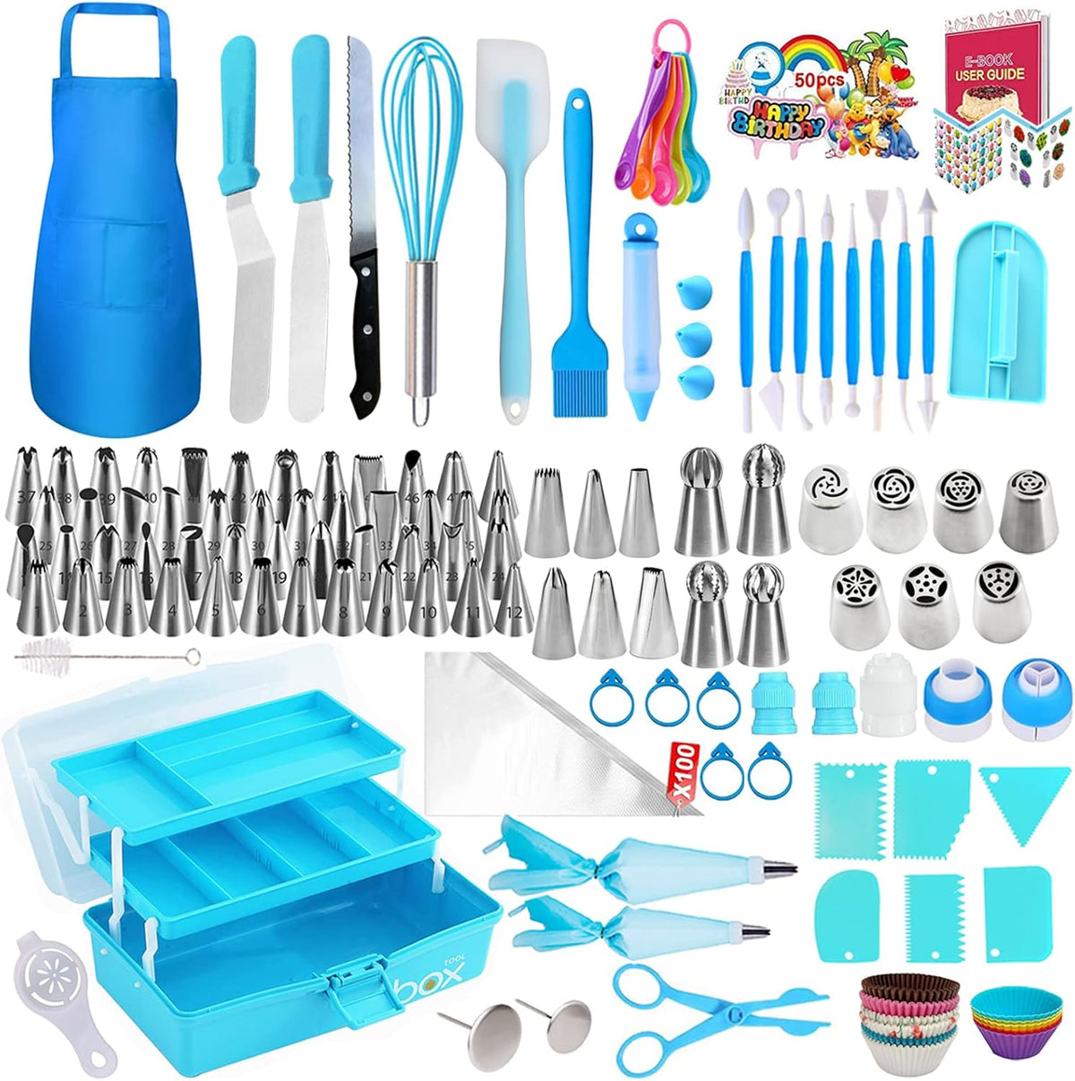 Cake Decorating Tools Supplies Kit - 368Pcs Baking Supplies with Storage Case for Beginners - Icing Piping Bags and Tips Set For Cookies