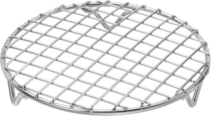 uxcell Round Cooking Rack with Legs, Dia 5.9 Inch 304 Stainless Steel Barbecue Grill for Cooking Baking Barbecue Air Fryer Racks, Silver