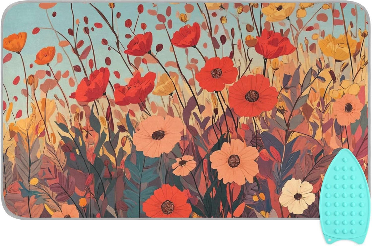Ironing Mat Portable Ironing Pad Ironing Blanket for Table Top Heat Resistance Double-Side Using Travel Large 47.2 x 27.6 Inch Foldable Lightweight Autumn Poppy Flowers