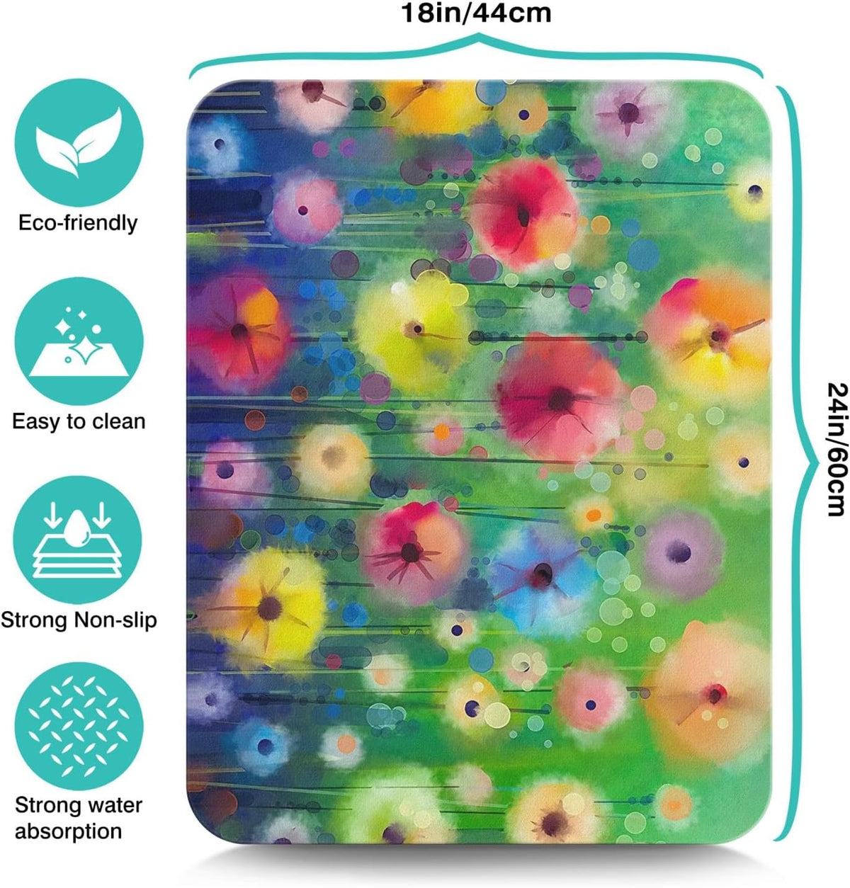 Dish Drying Mat for Kitchen Counter 24x18in Washable Quick Dish Drying Pad Rubber Backed Absorbent Draining Mat Fit Kitchen Counter,Bar,Under Sink