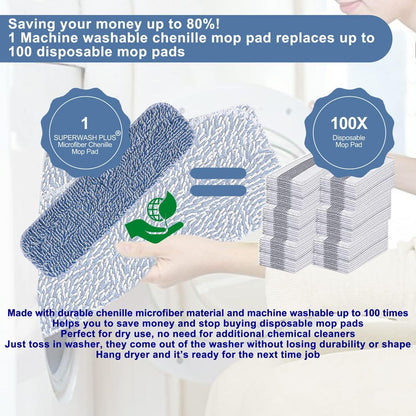 Replacement Microfiber Floor Cleaning Pads - 18''x5'' Dust Mop Refill Sweeping Pad Compatible with Bona Mop, Reusable Dry Mop Head Fits 17” to 18” Flat Mop - 4 Pack