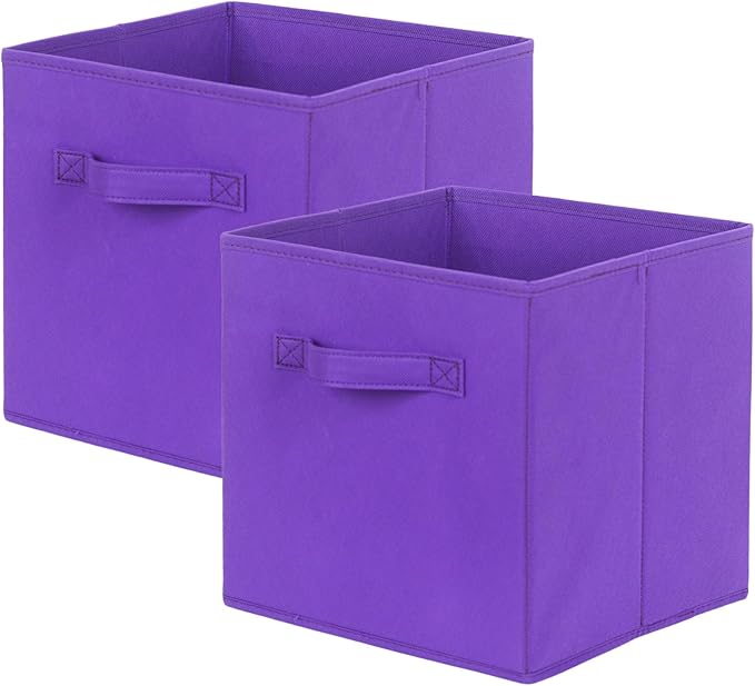 ShellKingdom Storage Bins, Foldable Fabric Storage Cubes And Cloth Storage Organizer Drawer For Closet And Toys, 2 Pack (Violet)