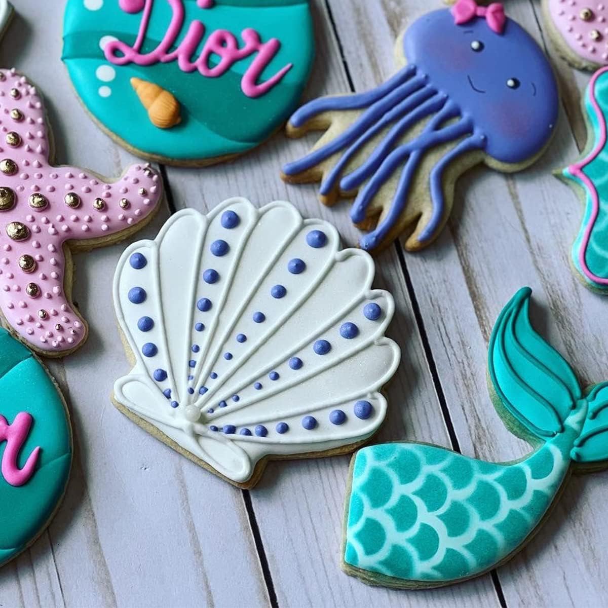 Cookie Stencils for Royal Icing Cookies Sugar Cookie, 16 Pcs 6x6in Reusable Plastic Biscuit Cake Stencils with Checkered Star Heart Dog Paw Shapes