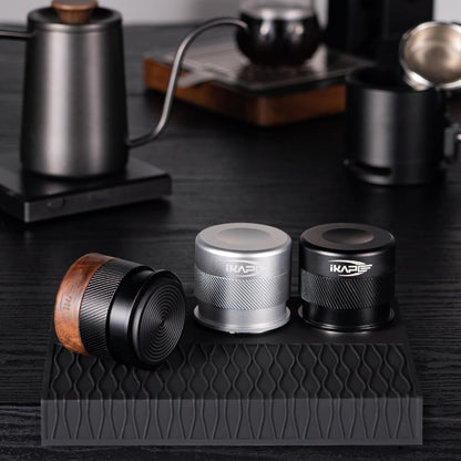 Ikape 58MM Espresso Tamper, New Wooden Handle Design，Premium Barista Coffee Calibrated Tamper with Spring Loaded