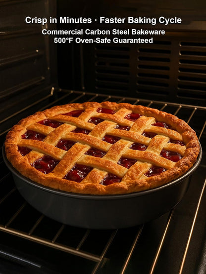 10×2.6 Inch Deep Pie Pan with Cake Server for Pie Tart Quiche Baking. Round Cake Pan with Non-Stick Coating, Rugged Carbon Steel