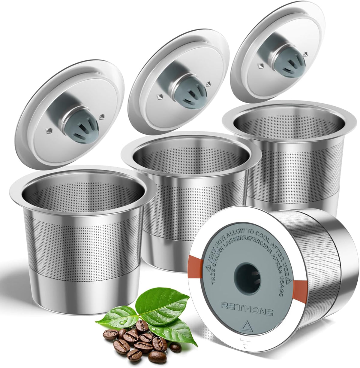 Rethone Reusable K Cup for Keurig: Stainless Steel K Cup Coffee Pods Compatible with Keurig 1.0 & 2.0 Coffee Makers Machine