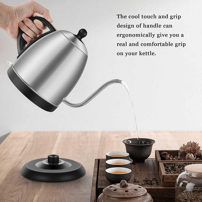 Stariver Electric Kettle Gooseneck Kettle, 1L Water Boiler, BPA-Free, Pour Over Tea Pot Stainless Steel for Coffee & Tea with Fast Heating