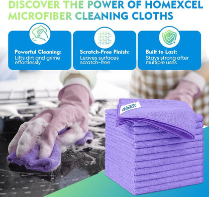 Homexcel Microfiber Cleaning Cloth 12 Pack 12.5 x 12.5 Inch Microfiber Towels for Cars Ultra Absorbent Cleaning Rags Lint Free Cleaning Towels for