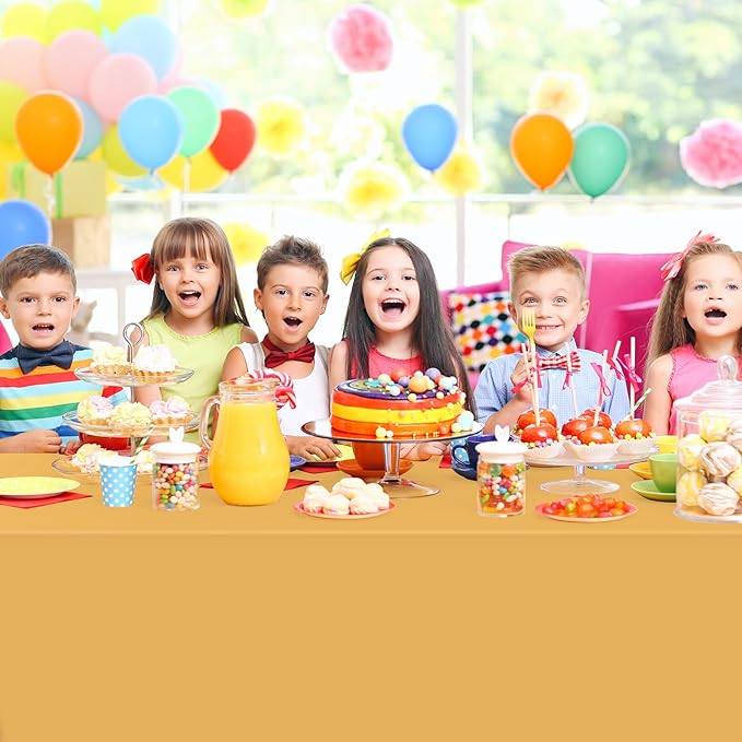 32 Pack Gold Plastic Tablecloth for Rectangle Tables, Premium Decorative Gold Disposable Table Cloths for Parties, Bulk Rectangle Party Table Cover for Birthday, Wedding, Anniversary, 54 x 108 Inch