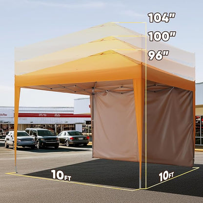 Quictent 10x10 Pop Up Canopy Tent with 1 Sidewall, Instant Setup Gazebo for 1 Person, Portable & Compact, Waterproof & UV Protection, Ideal for Camping, Beach, Parties, and Outdoor Events