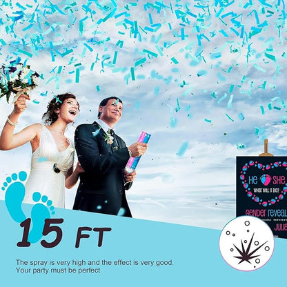 Gender Reveal Confetti Cannon | No Powder Confetti Poppers | Ideal for Baby boy Gender Reveal Decoration (12 blue)