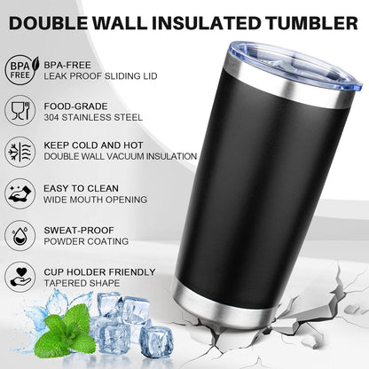 20oz Tumbler with Lid Double Wall Vacuum Insulated Travel Coffee Mug Stainless Steel Thermal Cup Powder Coated Sturdy Coffee Tumbler Bulk for Hot and