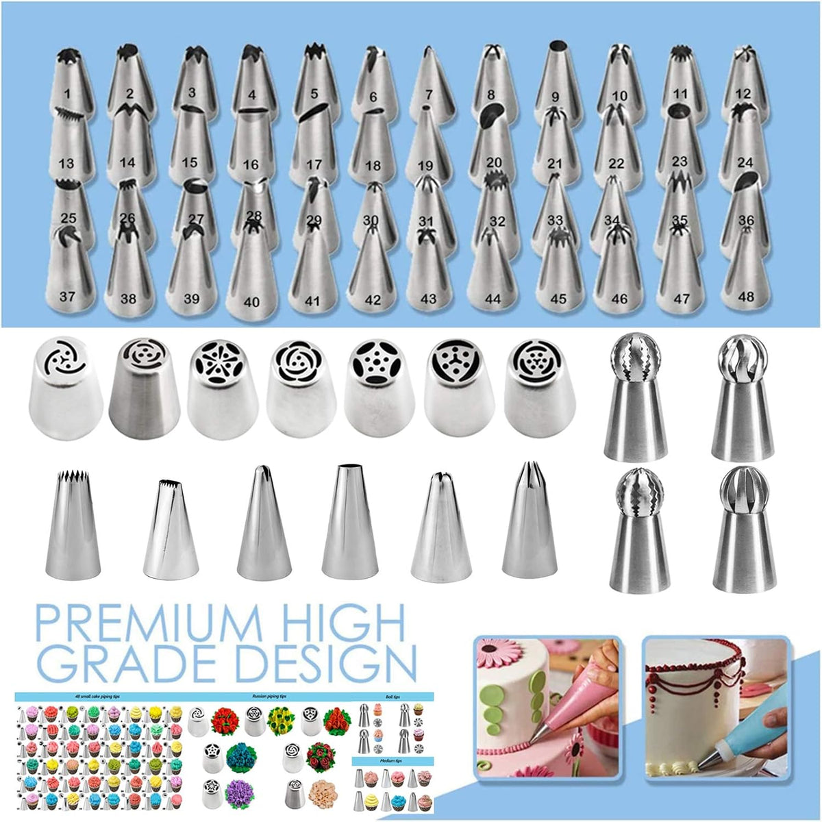 Cake Decorating Tools Supplies Kit - 368Pcs Baking Supplies with Storage Case for Beginners - Icing Piping Bags and Tips Set For Cookies