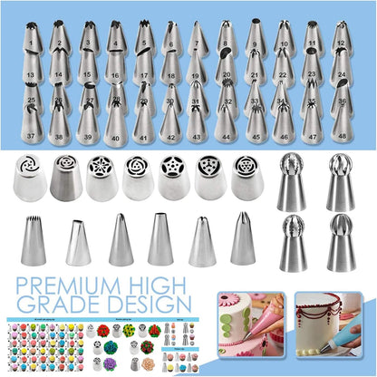 Cake Decorating Tools Supplies Kit - 368Pcs Baking Supplies with Storage Case for Beginners - Icing Piping Bags and Tips Set For Cookies