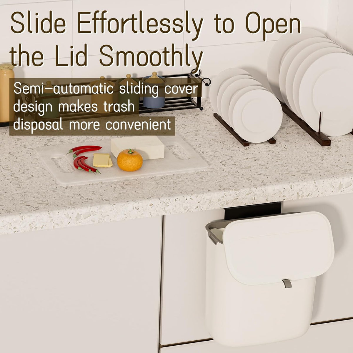 2.4 Gallon Kitchen Compost Bin Hanging Small Trash Can with Lid Under Sink Dual Installation & Triple-Seal Technology, Odorless Kitchen/Bathroom/Office Trash Can for Home, RV
